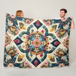 Abstraktes Blumendesign Fleecedecke