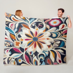 Abstraktes Blumendesign Fleecedecke