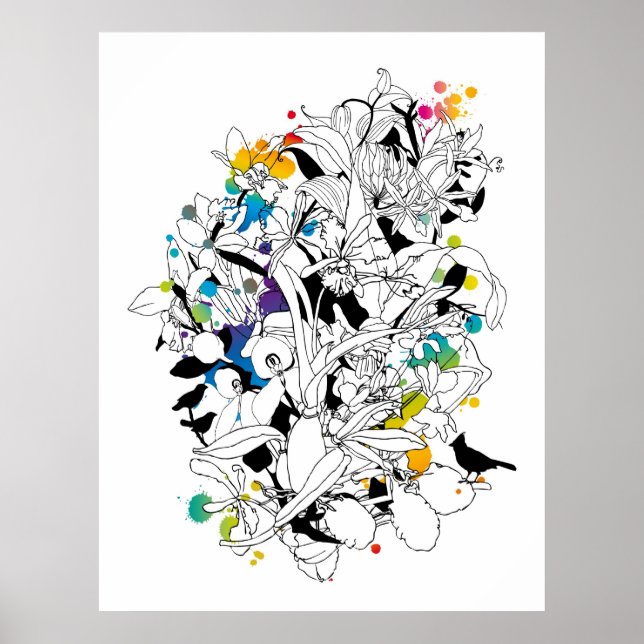 abstraktes Blumendesign Poster (Vorne)