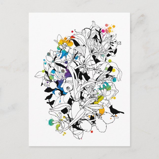 abstraktes Blumendesign Postkarte (Vorderseite)