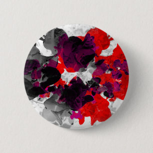 Abstraktes Blumendesign - rot und lila über weiß Button