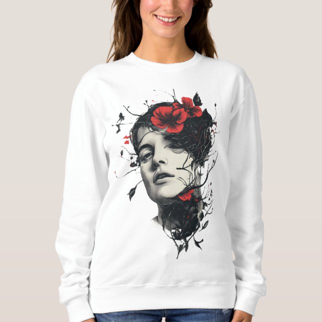 Abstraktes Blumendesign Sweatshirt (Vorderseite)