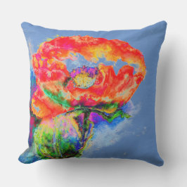 Abstraktes Blumengemälde in Aquarellfarbe Kissen