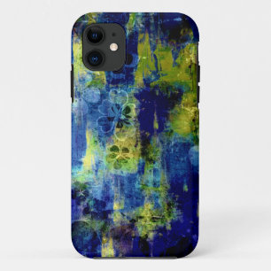 Abstraktes Blumengemälde in Blau und Gelb Case-Mate iPhone Hülle