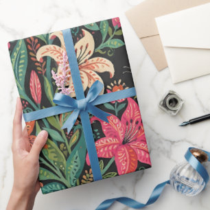 Abstraktes Blumengewächs Schmetterling Geschenkpap Geschenkpapier