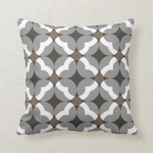 Abstraktes Blumenklee-Muster im Taupe und im Grau Kissen