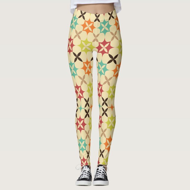 Abstraktes Blumenmosaik Leggings (Vorderseite)