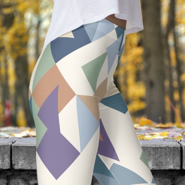 Abstraktes Blumenmosaikmuster Leggings (Mosaic over Floral White Leggings)