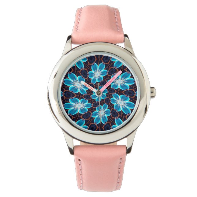 Abstraktes Blumenmuster Armbanduhr (Vorderseite)