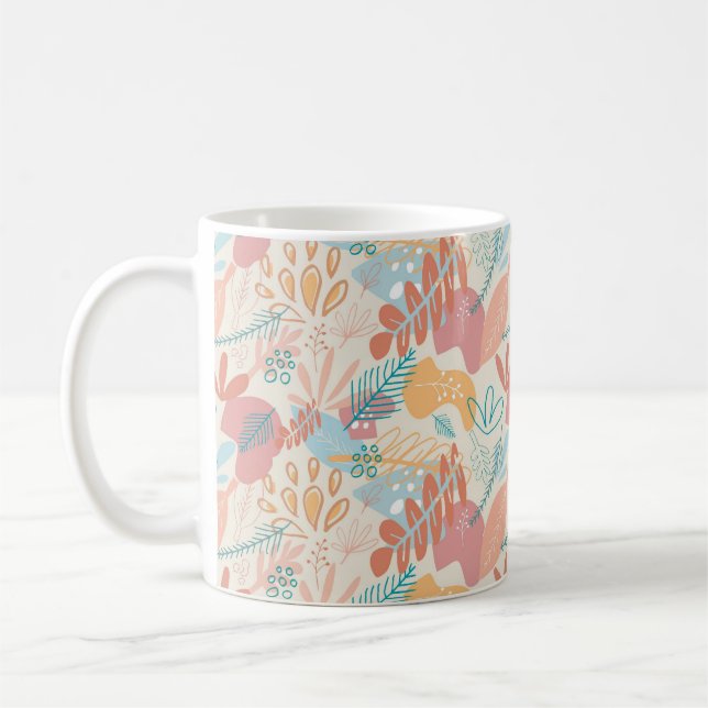 Abstraktes Blumenmuster aus handgezeichnetem Paste Kaffeetasse (Links)