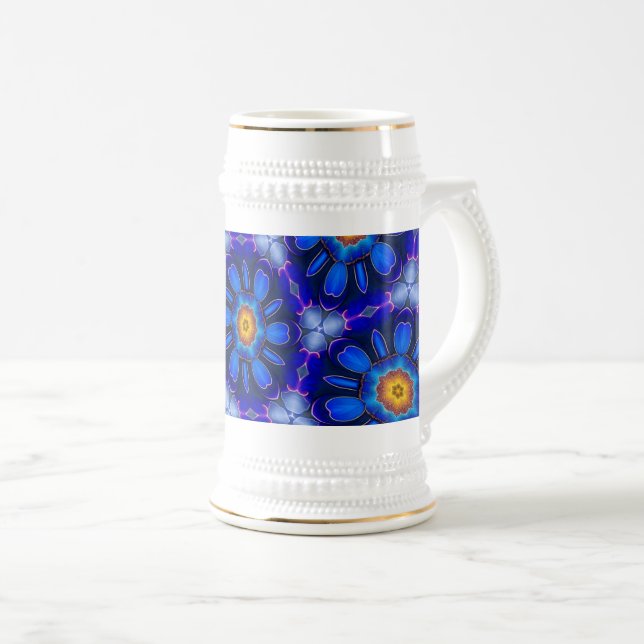 Abstraktes Blumenmuster Bierglas (VorderseiteRechts)