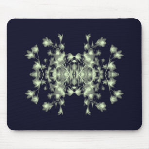 Abstraktes Blumenmuster Blau und Grün Mousepad