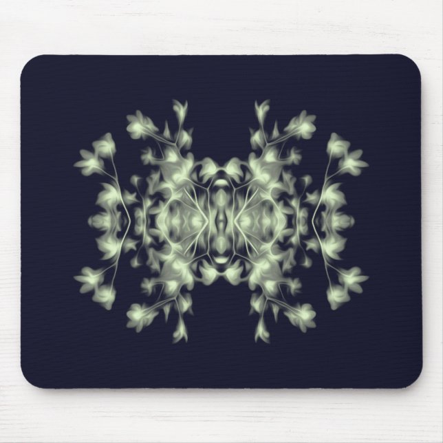 Abstraktes Blumenmuster Blau und Grün Mousepad (Vorne)