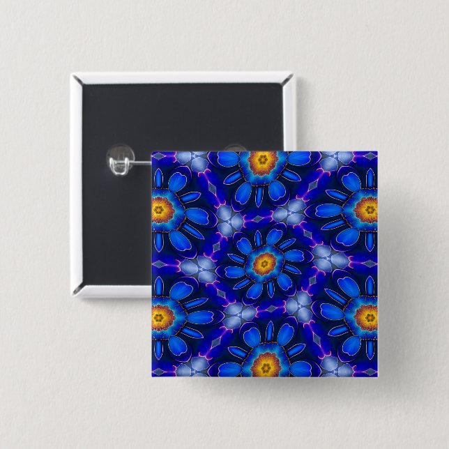 Abstraktes Blumenmuster Button (Vorne & Hinten)