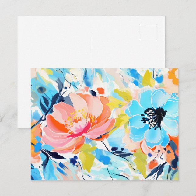 Abstraktes Blumenmuster-Gemälde  Postkarte (Vorne/Hinten)