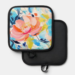 Abstraktes Blumenmuster-Gemälde  Topflappen