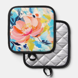 Abstraktes Blumenmuster-Gemälde  Topflappen