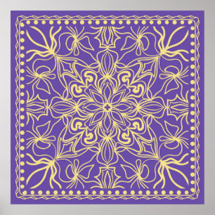 Abstraktes Blumenmuster. Geometrie, Mandala-Design Poster