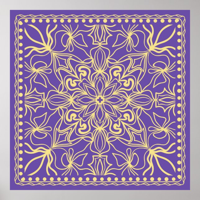 Abstraktes Blumenmuster. Geometrie, Mandala-Design Poster (Vorne)