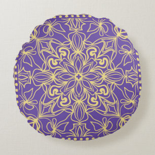 Abstraktes Blumenmuster. Geometrie, Mandala-Design Rundes Kissen
