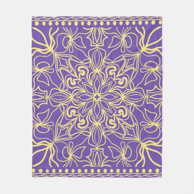 Abstraktes Blumenmuster. Geometrie, mandalische Ge Fleecedecke (Vorderseite)