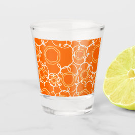 ABSTRAKTES BLUMENMUSTER IN ORANGE SCHNAPSGLAS