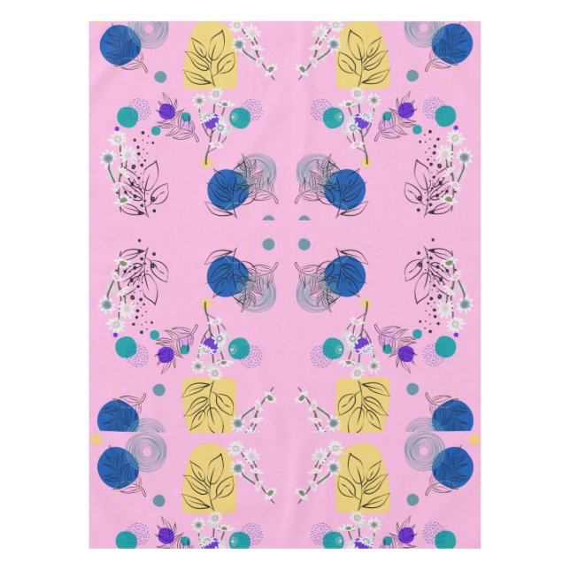 Abstraktes Blumenmuster in Rosa Chic Tischdecke (Vorderseite)