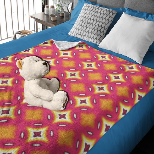 abstraktes Blumenmuster in Rosa Fleecedecke (Von Creator hochgeladen)