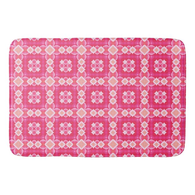 Abstraktes Blumenmuster in rosa Quadrat Badematte (Vorderseite)