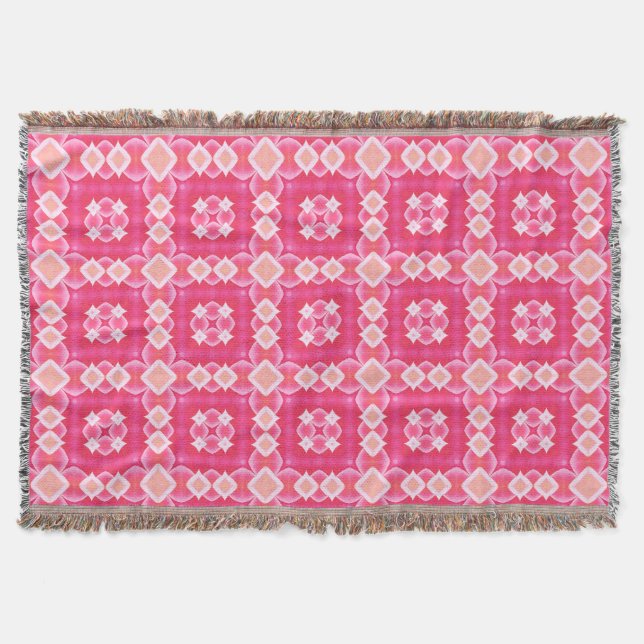 Abstraktes Blumenmuster in rosa Quadrat Decke (Vorderseite)