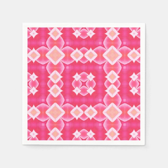 Abstraktes Blumenmuster in rosa Quadrat Serviette (Vorderseite)