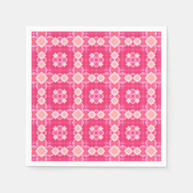 Abstraktes Blumenmuster in rosa Quadrat Serviette (Vorderseite)