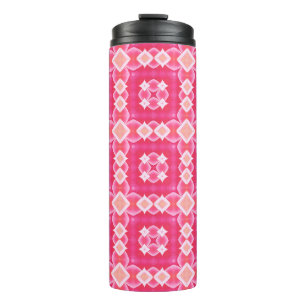 Abstraktes Blumenmuster in rosa Quadrat Thermosbecher