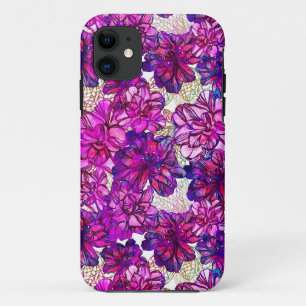 Abstraktes Blumenmuster in Rosa und Lila Case-Mate iPhone Hülle