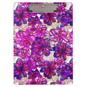 Abstraktes Blumenmuster in Rosa und Lila Klemmbrett