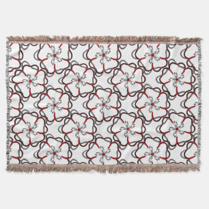 Abstraktes Blumenmuster in Rot, Grau und Schwarz Decke