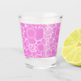 ABSTRAKTES BLUMENMUSTER IN ZARTEM ROSA SCHNAPSGLAS