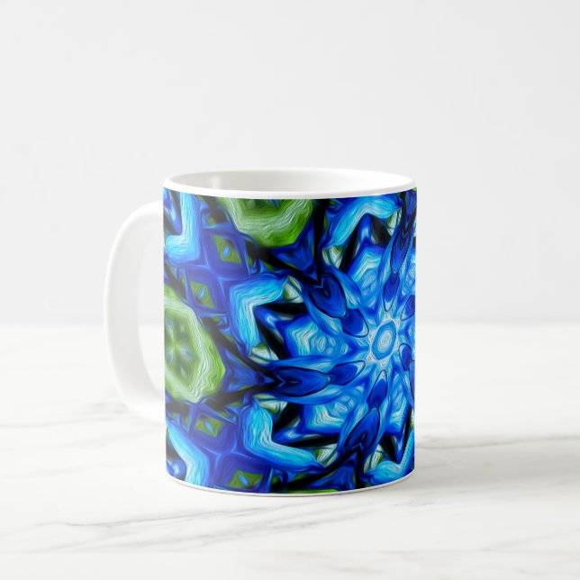 Abstraktes Blumenmuster Kaffeetasse (Vorderseite Links)