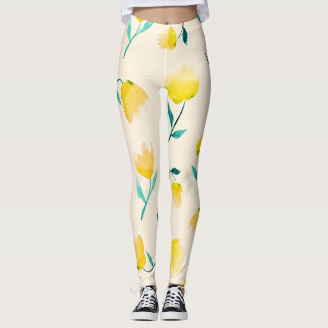 Abstraktes Blumenmuster Leggings (Vorderseite)