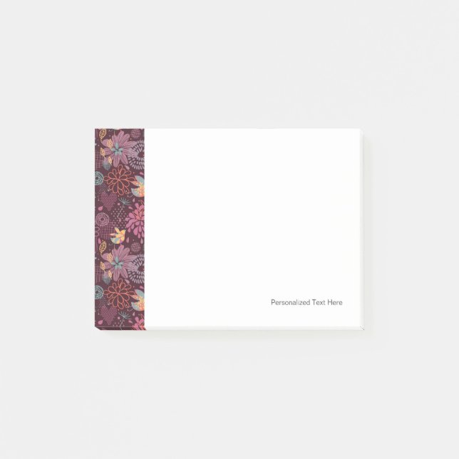 Abstraktes Blumenmuster mit Vögeln Post-it Klebezettel (Vorderseite)