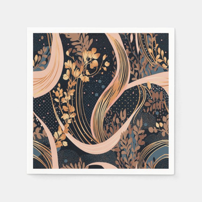 Abstraktes Blumenmuster, Polka-Punkte, Reben Serviette (Vorderseite)