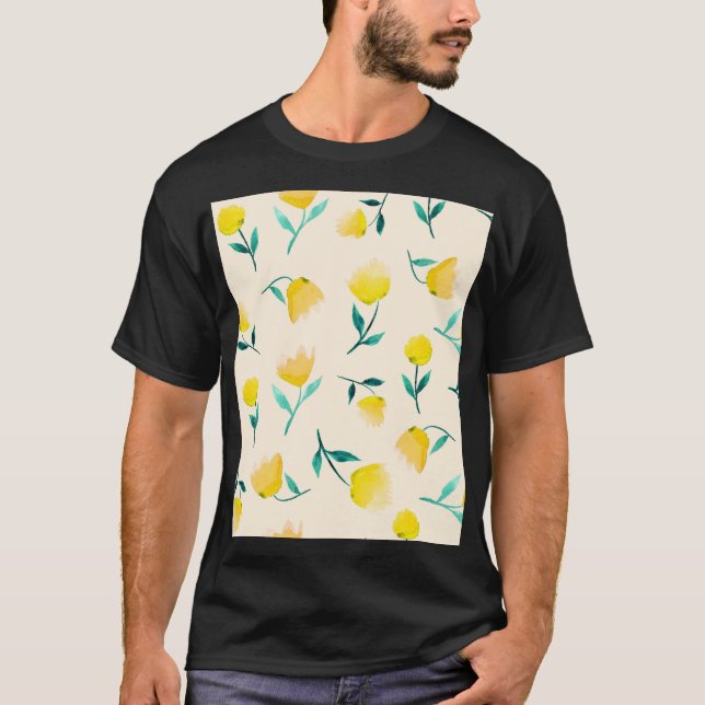 Abstraktes Blumenmuster T-Shirt (Vorderseite)