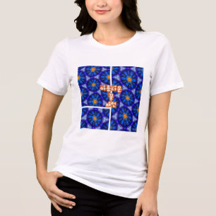 Abstraktes Blumenmuster Tri-Blend Shirt