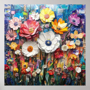 Abstraktes Blumenposter Poster