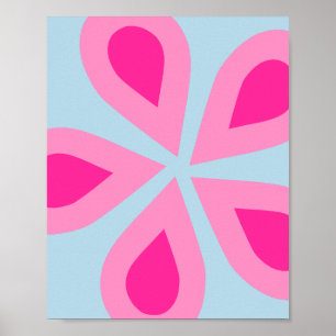 Abstraktes Blumenrosa und Blau Poster
