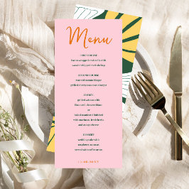 Abstraktes Blumenrosa und grünes Mischmenü Menükarte