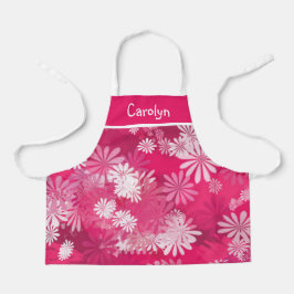 Abstraktes Blumenrosa und weiße, personalisierte M Schürze
