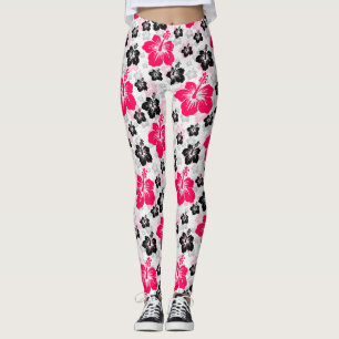 Abstraktes Blumenrot Schwarz-weiß Leggings