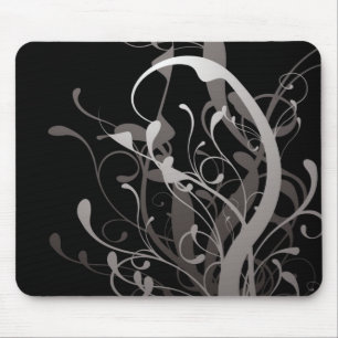 abstraktes Blumenschwarzes Mousepad