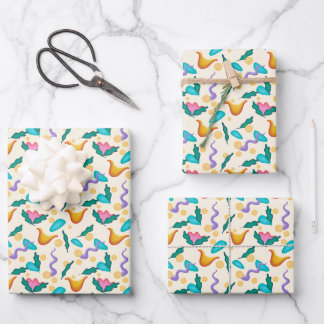 Abstraktes Blumenverpackungspapier Geschenkpapier Set